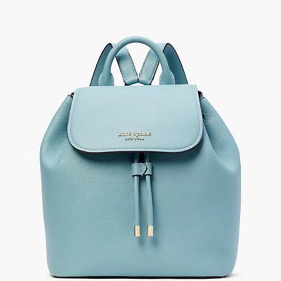 Kate Spade Sinch Flap Medium Backpack Blue Leather Adjustable ORIG PKG